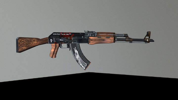 AK 47 "The Bloodpainter" Viking Edition 3D Model