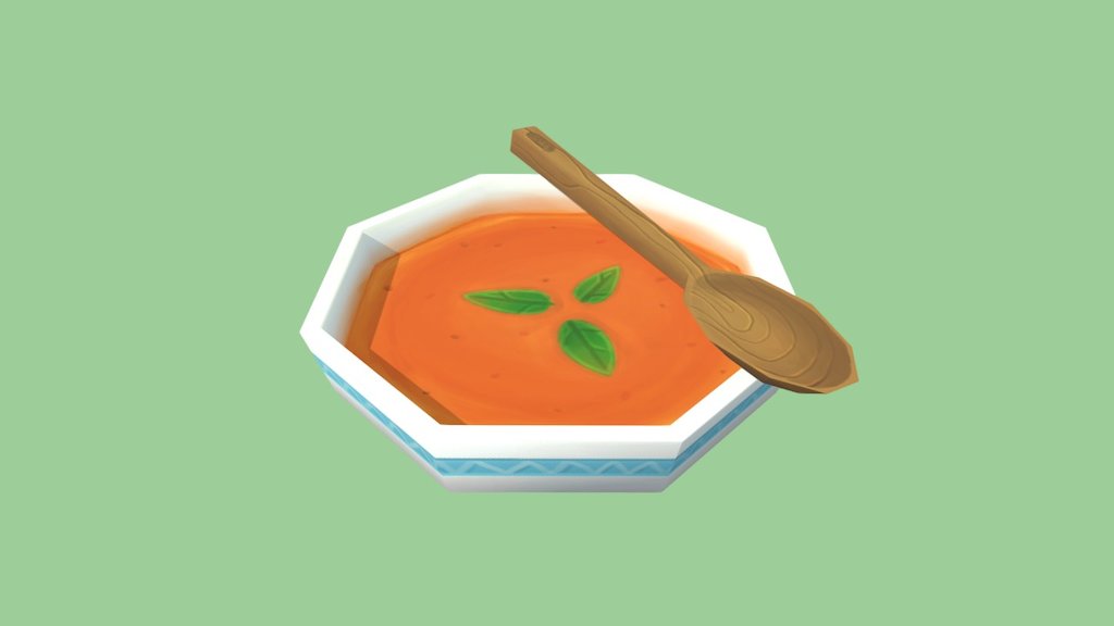Tomato Soup & Wooden Spoon - Hand Painted
