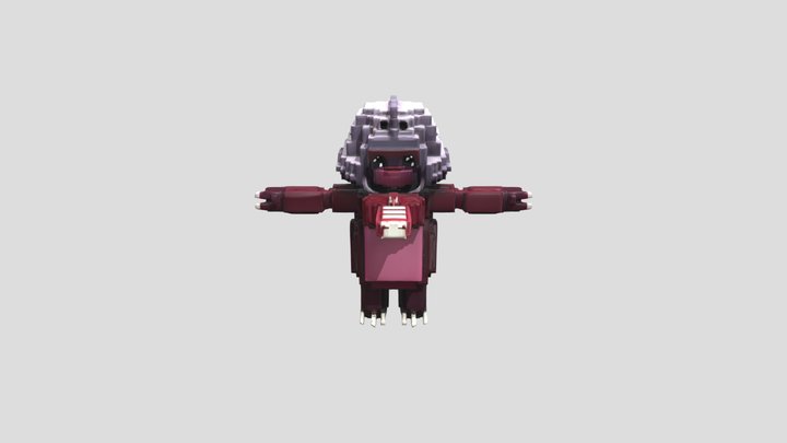 Voxel slowbro Pokémon model in T-pose 3D Model