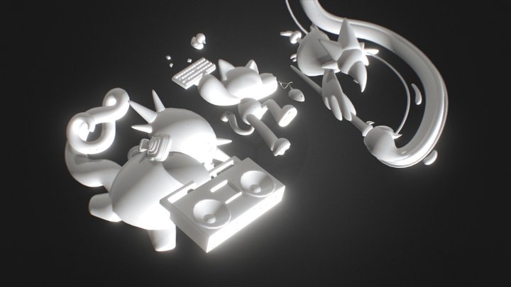 Indie Game Night 3D 3D Model