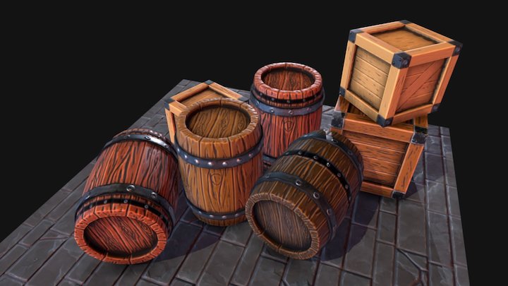 Stylized Game Props 3D Model