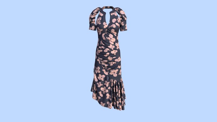 ANCiELA - Floral Bleach Matilda Jersey Dress 3D Model