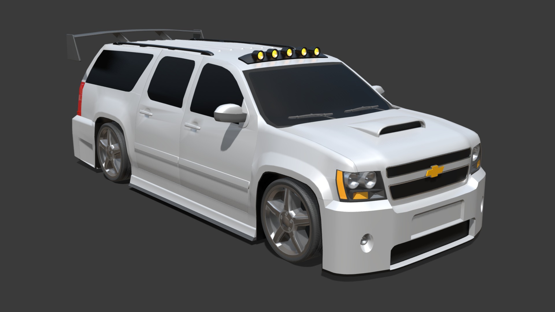 3D model Chevrolet Suburban 2008 Modified - This is a 3D model of the Chevrolet Suburban 2008 Modified. The 3D model is about a white car with a yellow light.