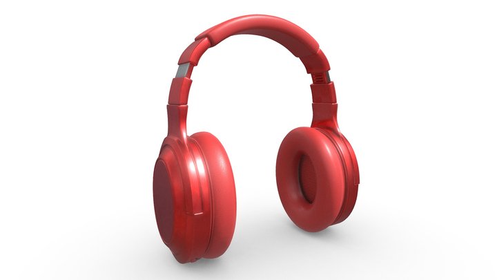 red headphones 3D Model