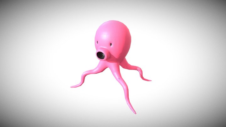 Octopus cartoon low-polygon 3D Model