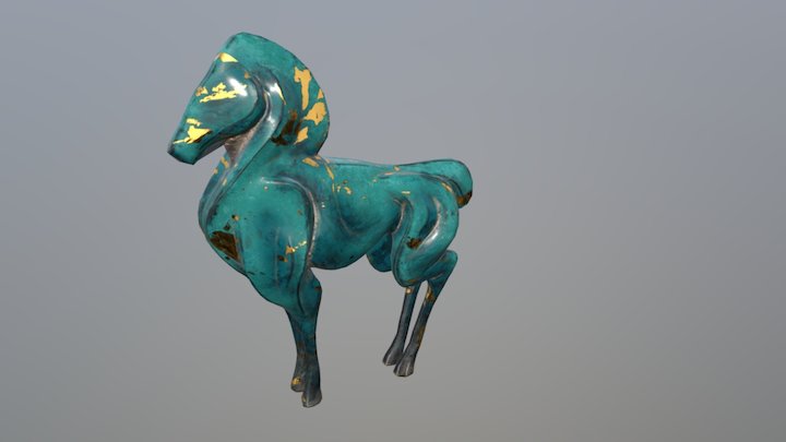 Turqoise and Gold Horse Figurine 3D Model