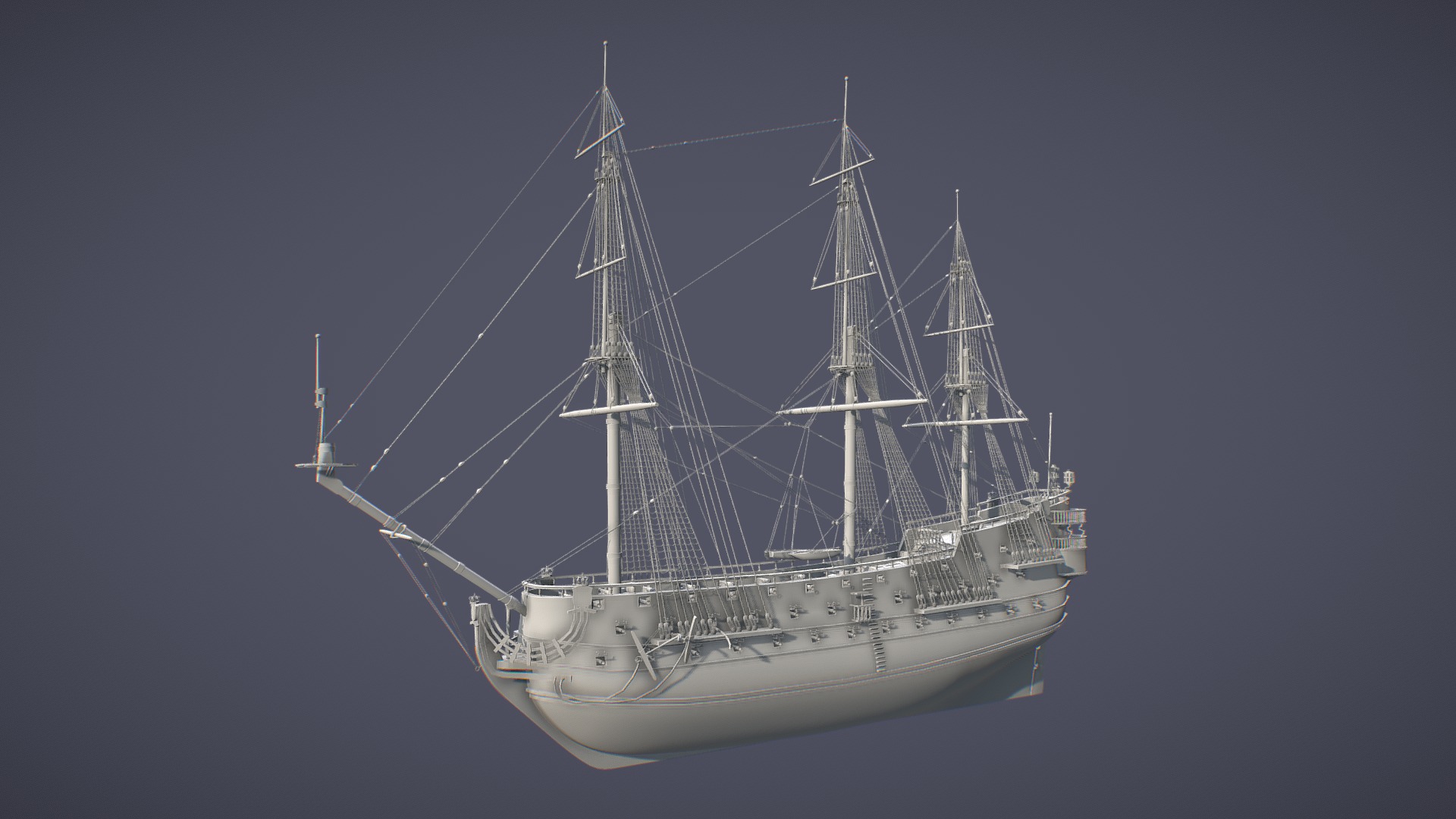 3D model Spanish San Felipe triple decks ship - This is a 3D model of the Spanish San Felipe triple decks ship. The 3D model is about a large white ship.