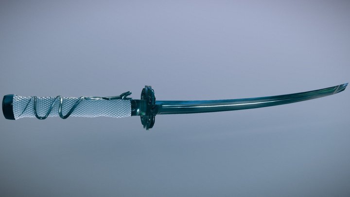White Silverish Katana Fantasy Remastered 3D Model