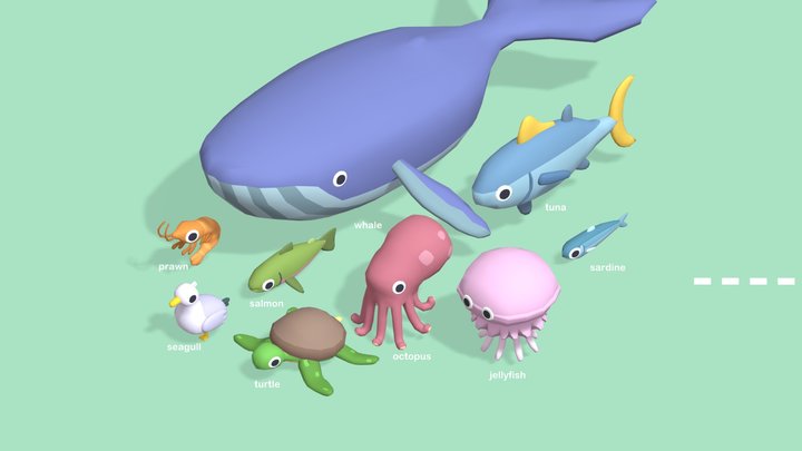 Quirky Series - Sea Animals Vol 2 - 3D model by Omabuarts Studio
