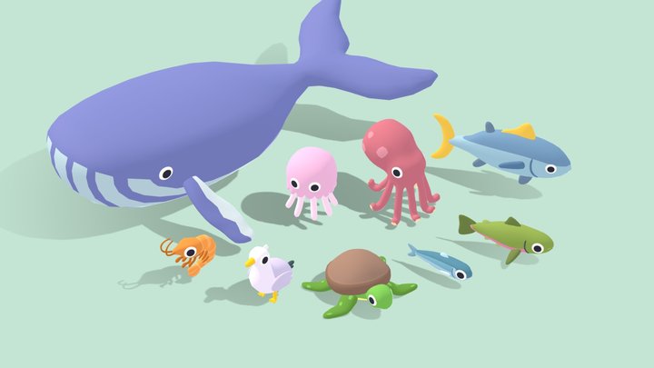 Quirky Series - Sea Animals Vol 2 3D Model