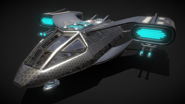 Spaceship with Cockpit, Interior and Bonus 3D Model