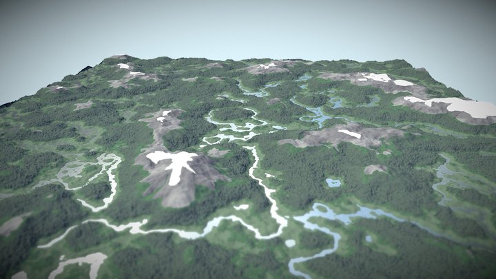 terrain with mountains, rivers and forest 3D Model