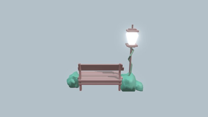 Low poly bench 3D Model