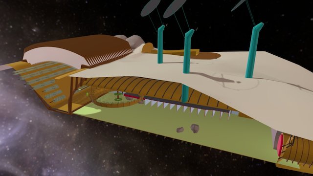 First Atrium Hab Cutaway 3D Model