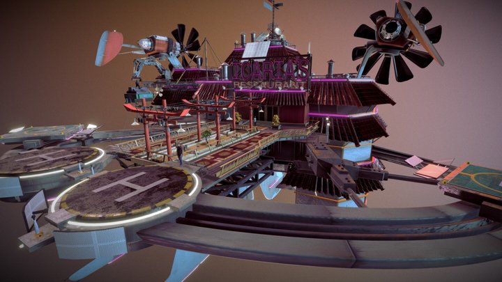 Icarias Hovering Cyber-Restaurant 3D Model