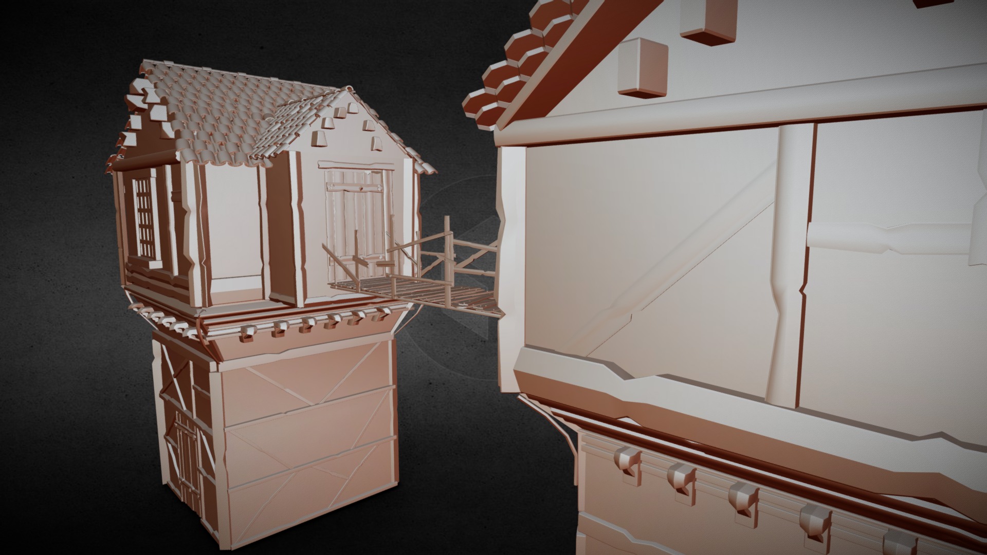 3D model Medieval Dark Town - This is a 3D model of the Medieval Dark Town. The 3D model is about a model of a house.