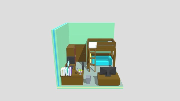 low poly isometric room 3D Model