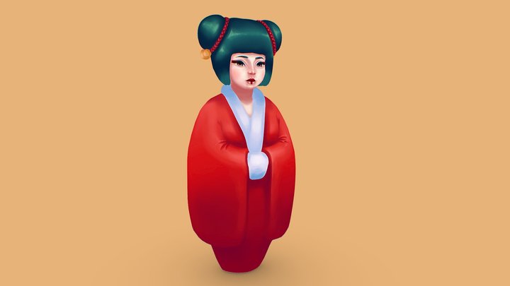 Stylized Geisha Character 3D Model