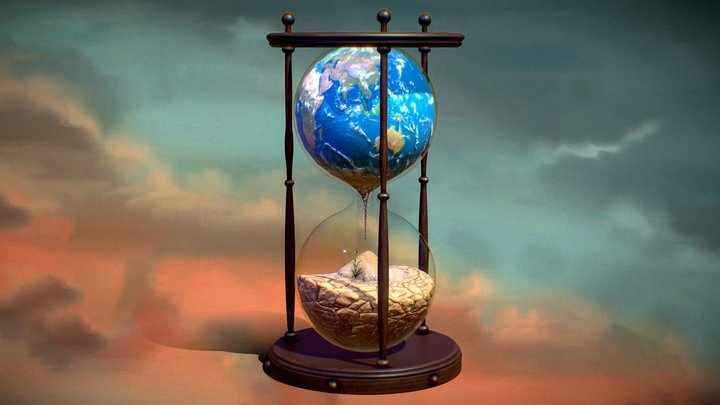 Pollution's Hourglass: Earth's Fragile Balance – Free 3D Model STL