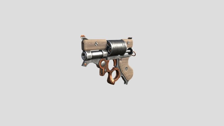 Steampunk Revolver 3D Model