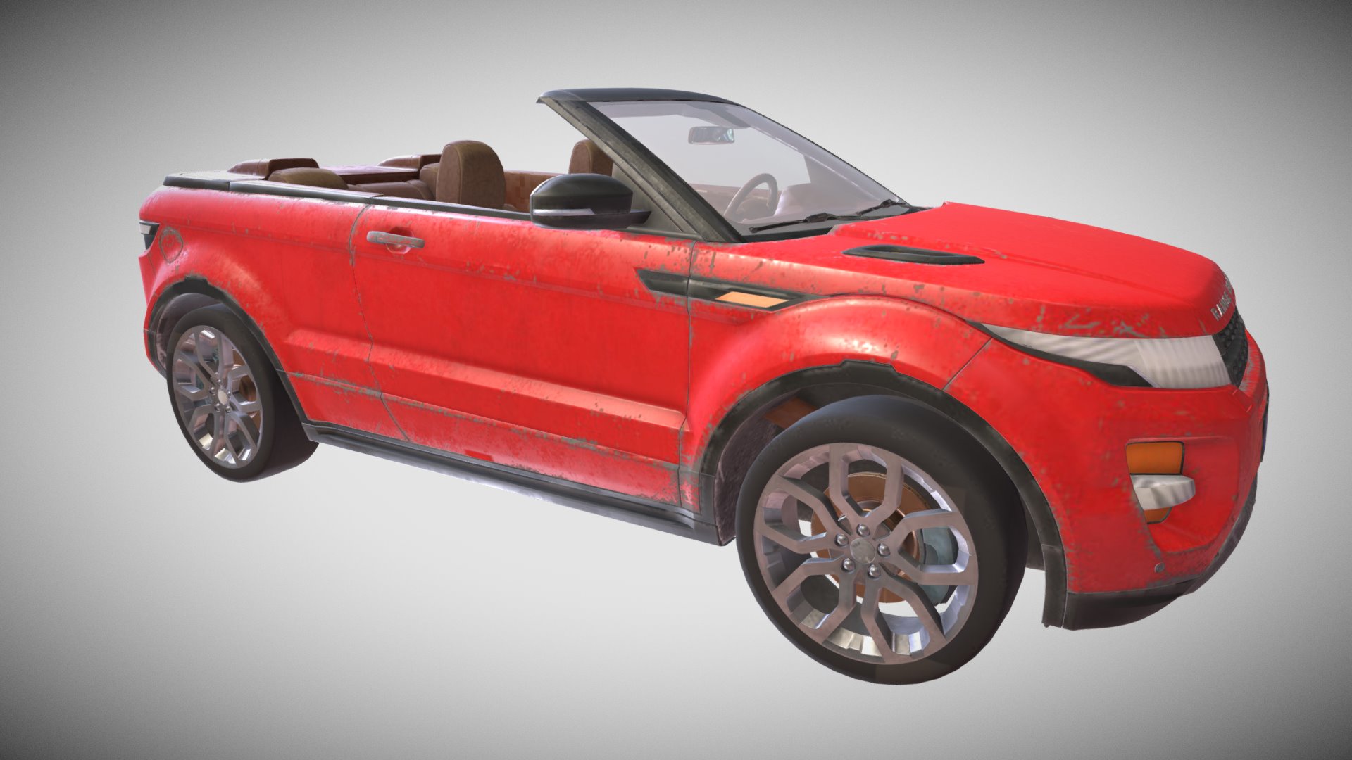 3D model Range Rover Cabriolet - This is a 3D model of the Range Rover Cabriolet. The 3D model is about a red sports car.