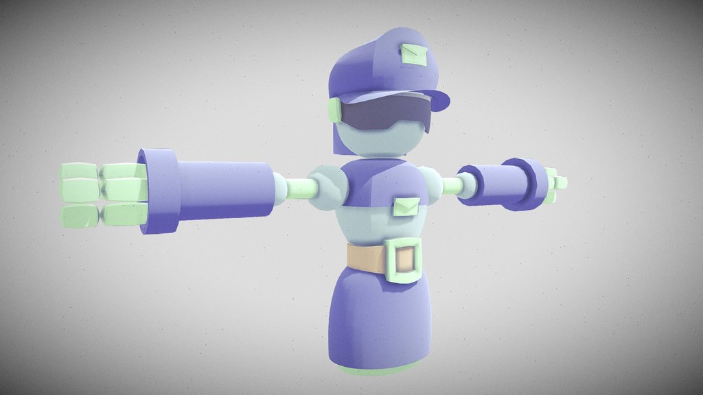 Cartoon Postman Robot – Game Ready
