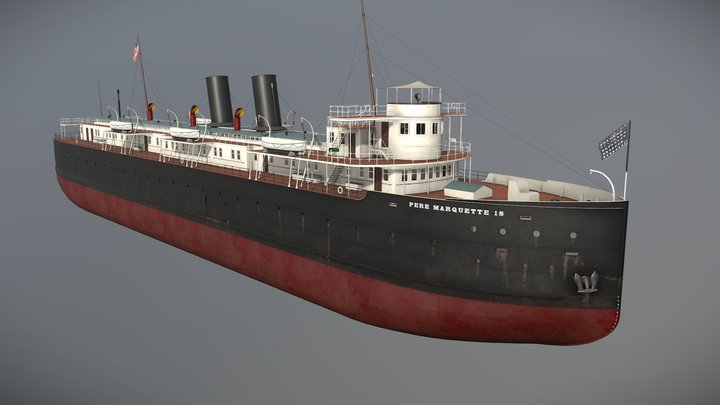 Steamship ferry SS Pere Marquette 3D Model