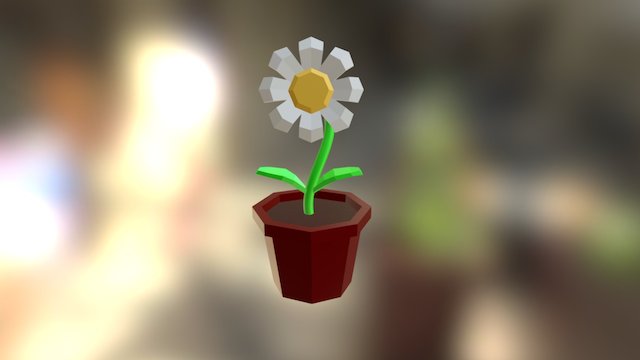 Low Poly Flower in a pot 3D Model