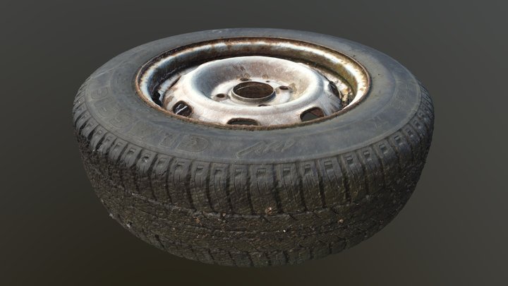 Ultra realistic Old Tyre Scan 8k HD Low-poly 3D Model