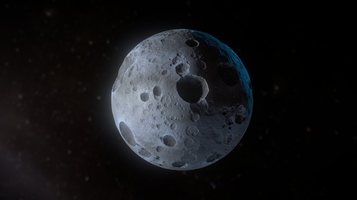 Moon-like planet with big craters 3D Model