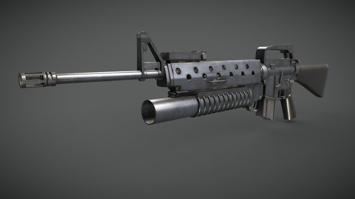 m16a3 m203 3D Model