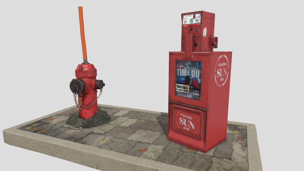 Street Scene - Fire Hydrant and News Box