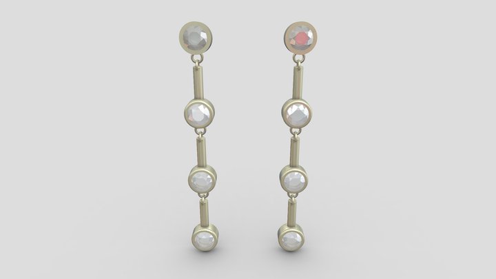 4 Diamond Dangle Earring 3D Model