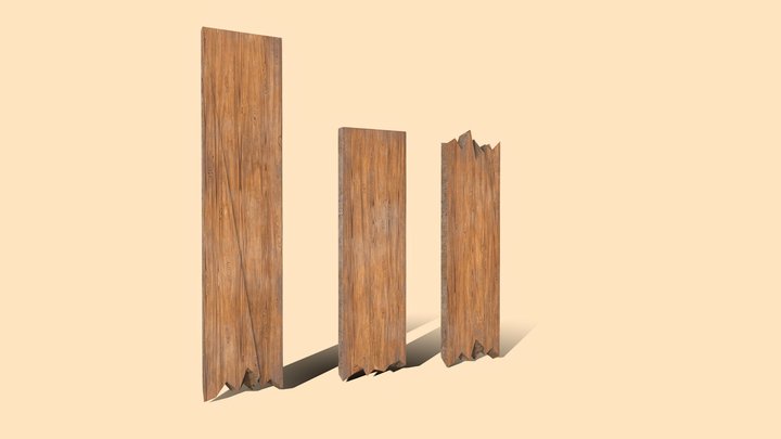 Broken Wooden Planks | Game Ready 3D Model
