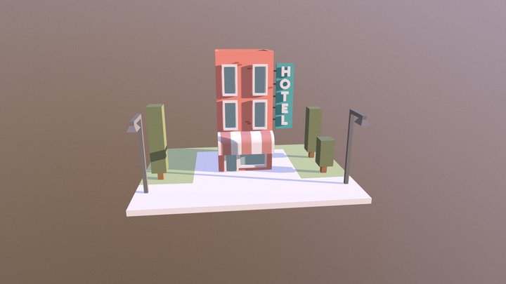 [Low Poly] Hotel 3D Model