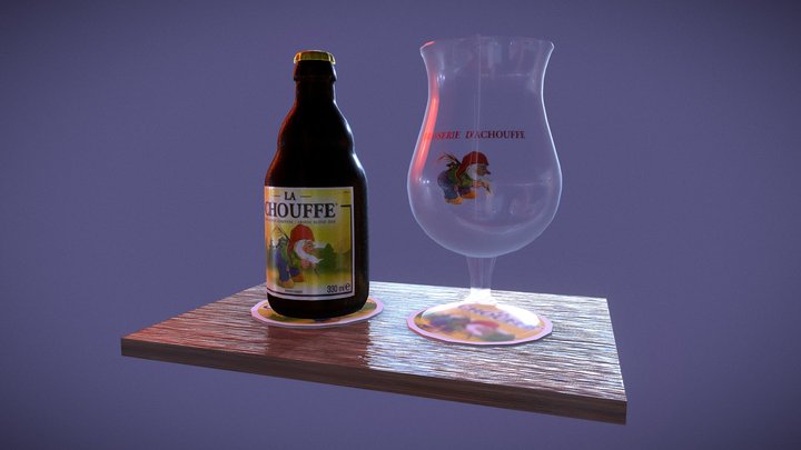 La Chouffe & glass 3D Model