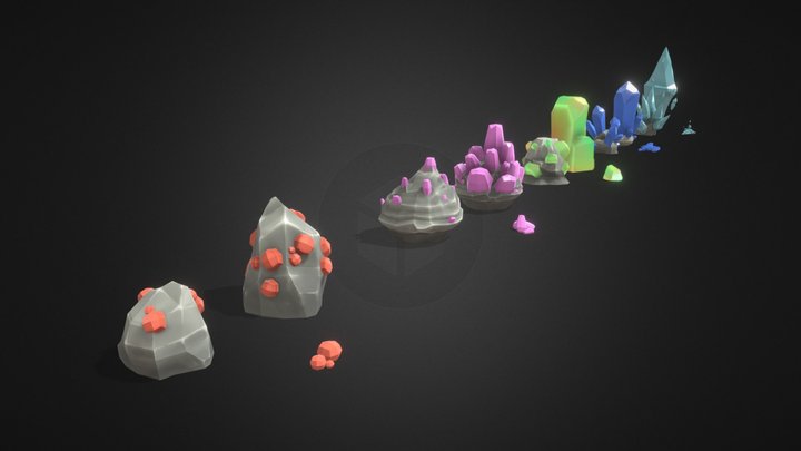 Ore and crystals 3D Model