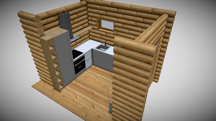 log cabin kitchen 3D Model