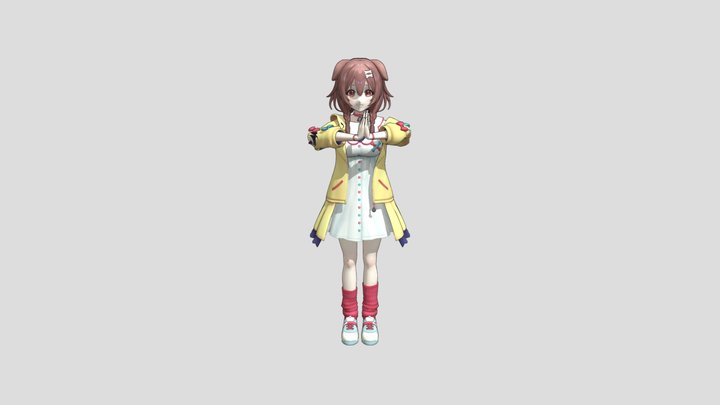 inugami korone practicing yoga 3D Model