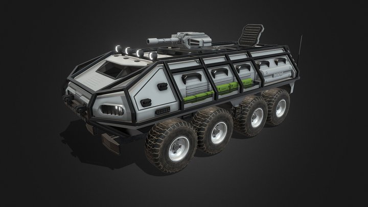 8x8Tactical Sci-fi Military APC Infantry Vehicle 3D Model