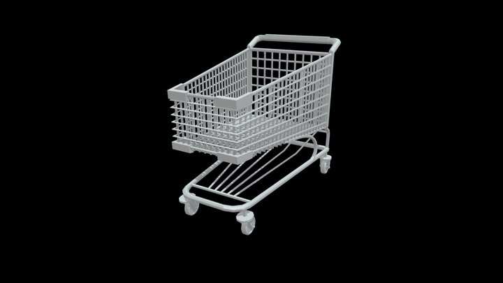 Untextured Shopping Cart 3D Model