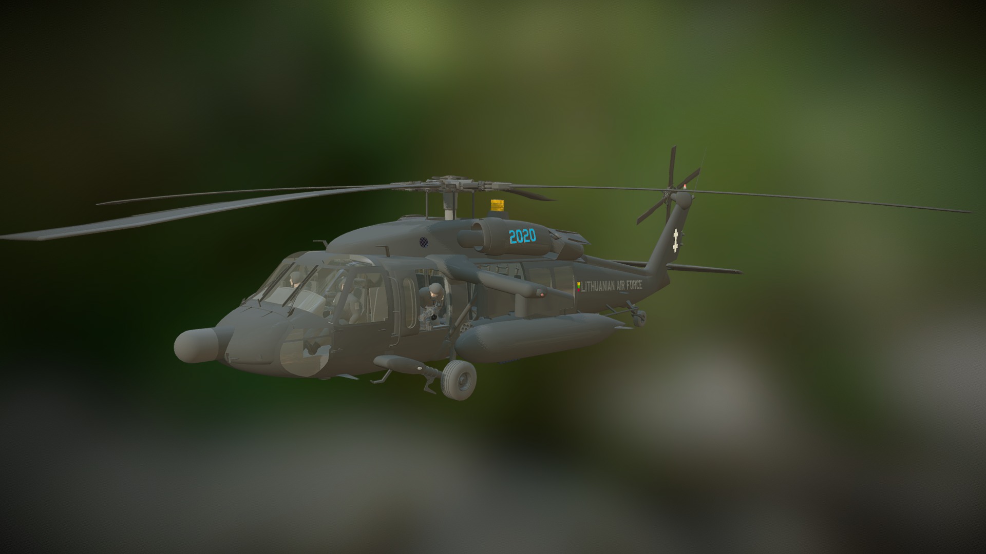 3D model Sikorsky UH 60 LTU TF - This is a 3D model of the Sikorsky UH 60 LTU TF. The 3D model is about a helicopter flying in the air.