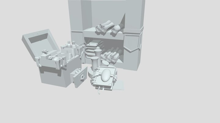 WitchBox_2_3 Books & Scrolls 3D Model