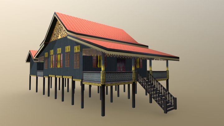 Rumah Adat Tradisional Jambi Kajang Lako 3D Model