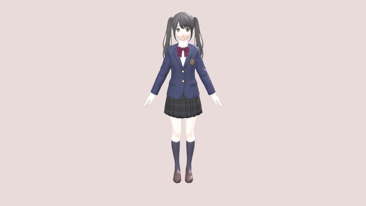 Stylized Anime Japanese High School Girl 3