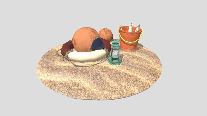 By the Ocean - 3 Simple props 3D Model