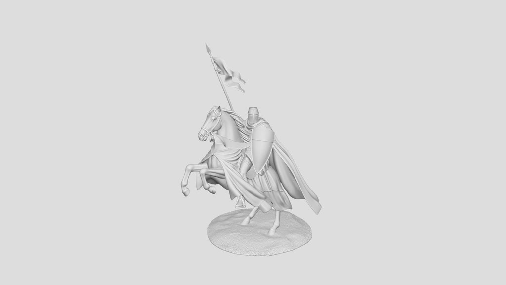 Crusader Knight on a Charging White Horse