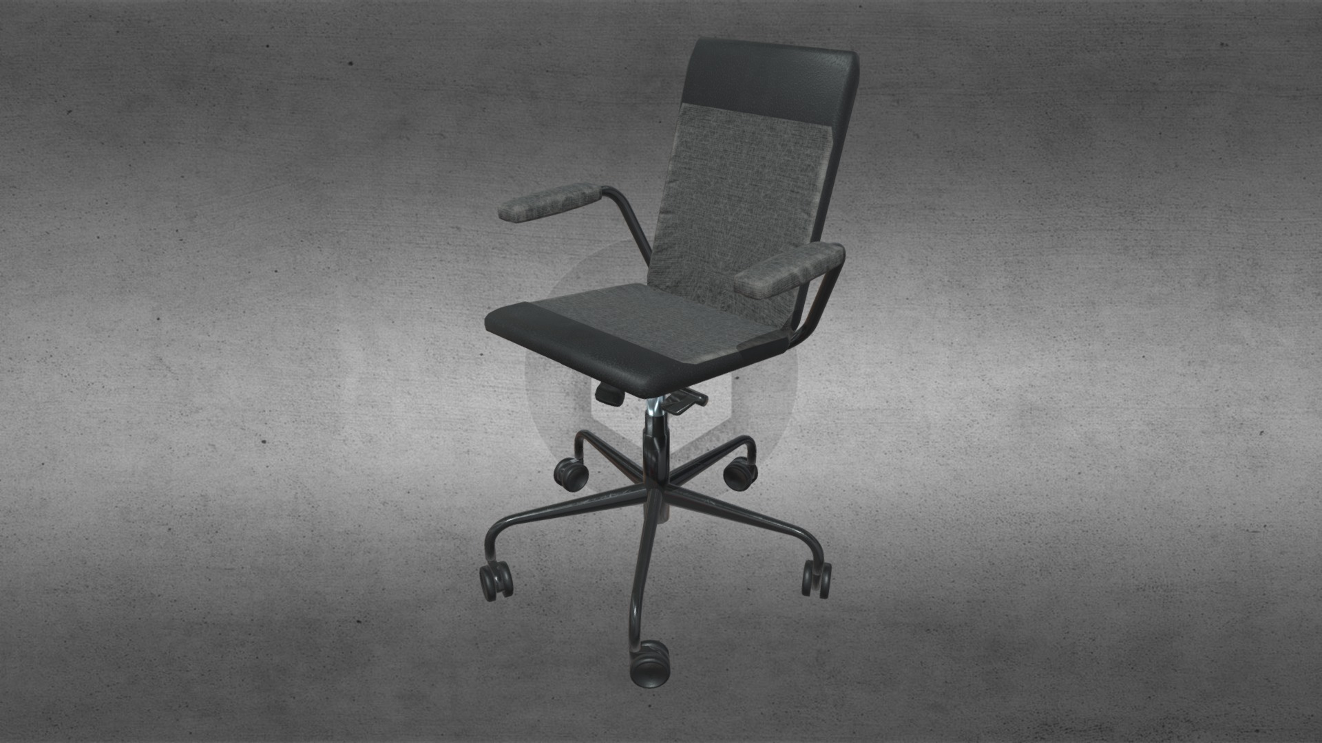 3D model Office Chair - This is a 3D model of the Office Chair. The 3D model is about a black and white photo of a chair on a carpet.