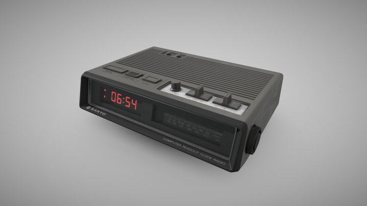 Old Retro Radio Clock - Sanyo 3D Model