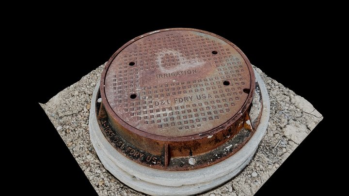 Manhole Cover Gravel Rusted Steel 01 3D Model